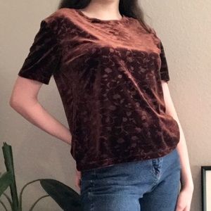 Gemilli vintage brown velvet floral design shirt